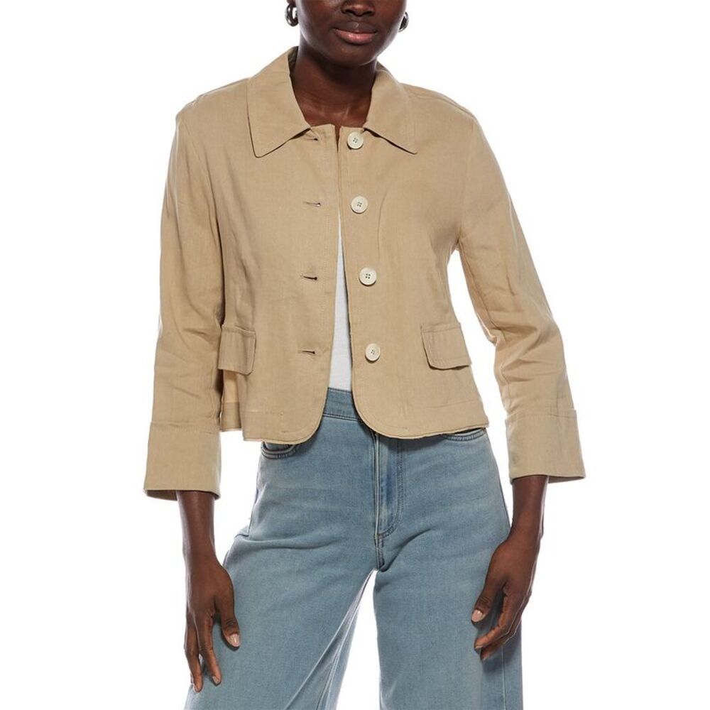 Marc Cain Womens  Linen-Blend Jacket, Brown